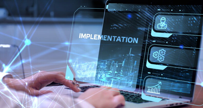 MISE EN ŒUVRE, concept de technologie Web. Concept d'entreprise, de technologie, d'Internet et de réseau